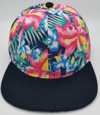 Two tone floral Hawaiian Print Cap